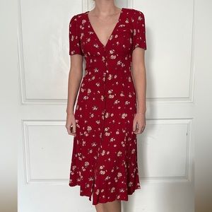 Reformation Midi Locklin shirt dress in Cassia red floral!